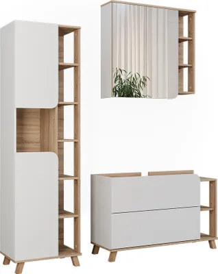 Image de Ensemble de meubles de salle de bains Vicco Karen Sonoma/blanc 3 pièces, Model 55429