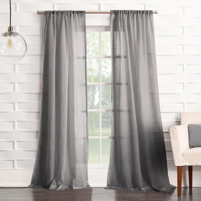 Semi-Transparenter Vorhang mit Stangentasche, 50" x 120", Grau
