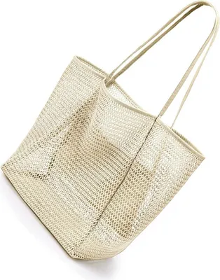 Produktbild von INF Faltbare Strandtasche, Netz-Tragetasche für Damen Beige