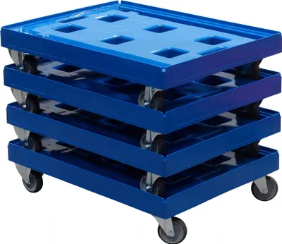 Produktbild von 4 Stück Transportroller Gigant in Blau Typ A - 2 Bock- und 2 Lenkrollen