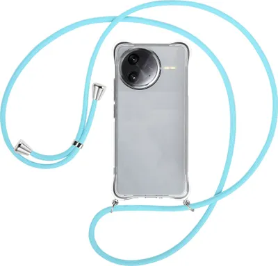 Produktbild von Handykette Backcover-Schutzhülle mit Band (Metall silberfarben) für Xiaomi Redmi K80 Pro 5G - himmelblau