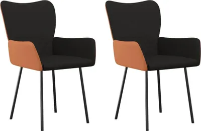 Produktbild von vidaXL Esszimmerstühle 2 Stk. Schwarz Stoff und Kunstleder