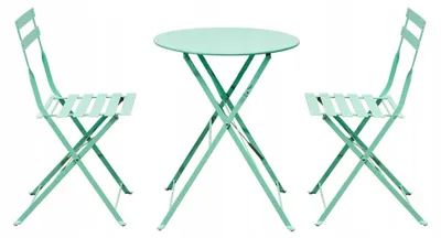 Produktbild von SEMPLICI | Gartenmöbel Set - 3-teilig - Mintgrün - Bistro-Set 3-teilig - Balkonmöbel-Set -Tarassentisch Gartenstühle Hochlehner