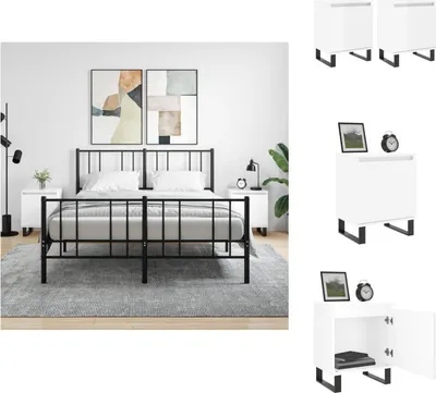 Immagine prodotto di vidaXL Comodini 2 pz. Bianco lucido 40x30x50 cm materiale a base di legno - Comodini