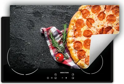 Produktbild von DarHaus Herdabdeckplatte 90x52 cm Anti Rutsch Matte Aufrollbar, Pizza