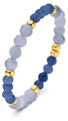 Produktbild von CO88 Collection Ring mit Naturstein – Damenring – Quarz – Perlen – Ring mit Stein – Größe 56 – Blau – Goldfarben – 8CR-10049-56
