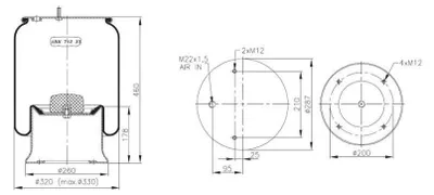 Produktbild von NEOTEC Luftfederbalg Federbalg ABM74233C45 450mm