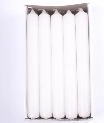 Produktbild von INNA-Glas Leuchterkerze CHARLOTTE, 10 Stück, weiß, 18,5cm, Ø2,1cm, 6,5h - Germany - Stabkerze