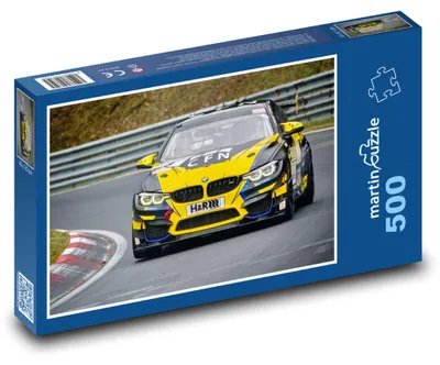 Zdjęcie produktu dla Puzzle 500 Żółty samochód wyścigowy na torze - martinpuzzle