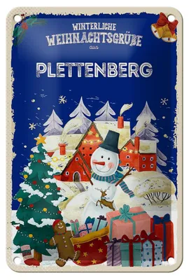 Produktbild von Blechschild Weihnachtsgrüße PLETTENBERG Geschenk Dekoration 12x18cm
