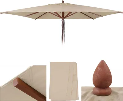 Produktbild von Ersatz-Bezug für Gastronomie Holz-Sonnenschirm MCW-C57b, Sonnenschirmbezug, eckig 3x3m Polyester 3kg  creme