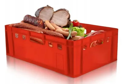 Produktbild von BirnePower 1x Fleischerkiste E2 60x40x20cm (Rot) Eurokiste, Stapelbox HDPE, Lebensmittelecht, Metzgerkiste, Lagerkiste, Transportbox