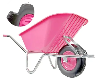 Produktbild von Matrix Schubkarre 100l 250kg Vollgummirad Kunststoffwanne pink verzinkt