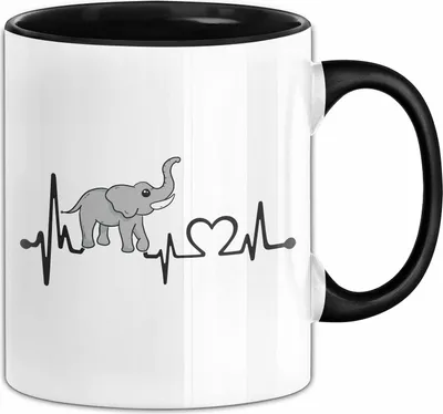 Produktbild von Elefant Tasse Geschenk Für Elefanten-Liebhaber Geschenkidee Herzschlag (Schwarz)