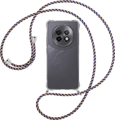Produktbild von Handykette Backcover-Schutzhülle mit Band (Metall silberfarben) für Realme 13 Plus 5G - blau+beige