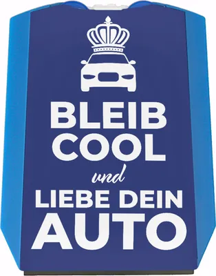 Produktbild von Bleib cool und liebe dein Auto Parkscheibe mit 2 Einkaufswagenchips