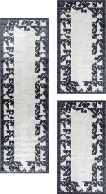 Produktbild von Villa Möbel Fieico Bettumrandungs-Teppich Set Schwarz, Grösse:2 x 80x150 cm + 1 x 80x250 cm