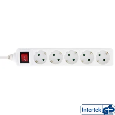 Produktbild von InLine Steckdosenleiste, 5-fach Schutzkontakt, weiß, 1,5m, 1,5 m, Typ F, Abgewinkelt, 1,5 mm², Weiß, Kunststoff