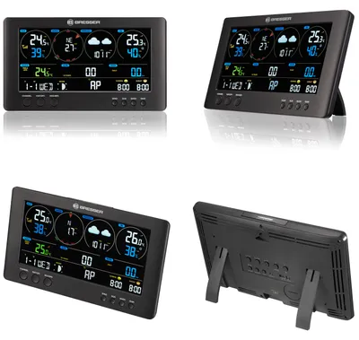 Image de Station météo Bresser avec Wi-Fi, écran couleur 8,3 pouces : vitesse du vent, température, humidité, rayons UV, intensité lumineuse, Wi-Fi