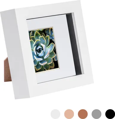 Produktbild von Nicola Spring 4 x 4 3D Shadow Box Bilderrahmen - Craft Anzeigen Bilderrahmen mit 2 x 2 Montieren - Glas Aperture - Weiß