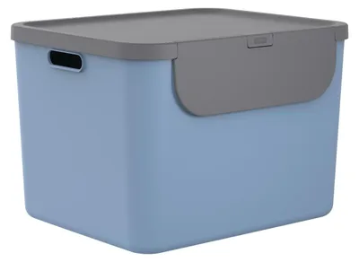 Produktbild von Rotho Mülltrennsystem 55L Albula - Mülleimer mit Frontklappe - Abfalleimer 40,0 x 48,9 x 34,0 cm - Müllbehälter mit Deckel und Griffen - Inkl. Aufklebern