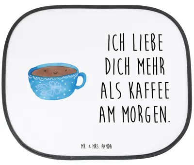 Produktbild von Mr. & Mrs. Panda Sonnenschutz Autoscheibe Kaffee Tasse - Weiß - Geschenk, Auto, Genuss, autofenster, Seitenscheibe, Glücklich, Sonnenblende, für, Geschmack, saugnapf