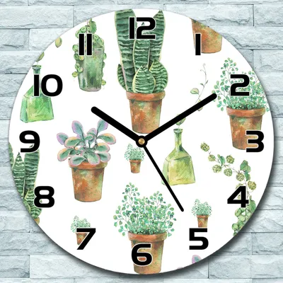 Produktbild von Wanduhr aus Glas Rund fi 30 Zimmerpflanzen Quarz Deko Schlafzimmer Büro