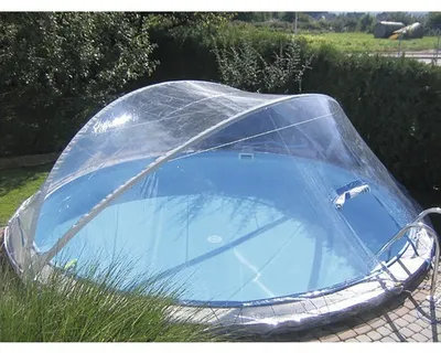 Produktbild von Pool Abdeckung Planet Pool Cabrio Dome transparent für schmalen Handlauf Ø 500 cm