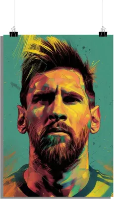 Produktbild von Lionel Messi Poster - Fußball Poster - Porträt Poster - Pop Art Poster - 51x71cm - Perfekt zum Einrahmen