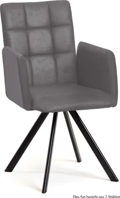 Produktbild von Armlehnstuhl (2er-Set) Dayle 52x91x60 Schwarz/Grau