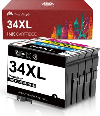Produktbild von 1 Set kompatible XXL Tintenpatronen Epson T3471 T3472 T3473 T3474 T34XL Black Cyan Magenta Yellow für WorkForce Pro WF-3720DW WF-3720DWF WF-3725DWF