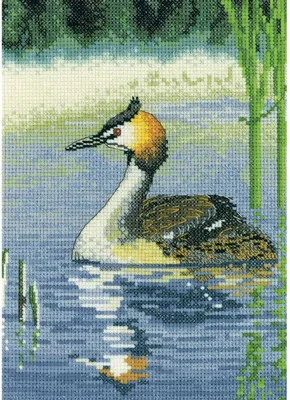 Produktbild von Heritage Kreuzstich-Set auf Aida-Stoff „Haubentaucher“, Zählvorlage, Nagr1499-A, 15 x 21 cm