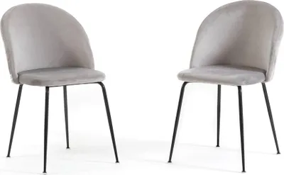 Image de Lot de 2 chaises de salle à manger rembourrées, pieds en métal, design élégant pour cuisine, salle à manger, bar et restaurants SARA - Gris clair/gris foncé