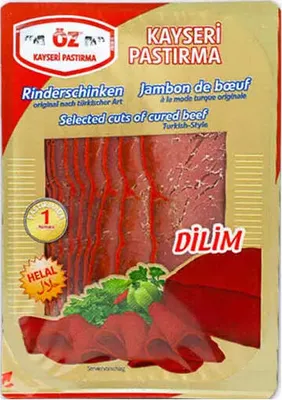 Produktbild von Öz Kayseri Rinderschinken In Scheiben - Geschnittener Speck Delikatessen 100 Gramm 1 Stück