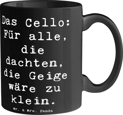 Produktbild von Mr. & Mrs. Panda Tasse Spruch Cello Magie - Schwarz - Geschenk, Orchester, Musik, Pott, Klassische, Musikinstrument, Becher, Größenunterschied, Lernen, Musiker, Solo