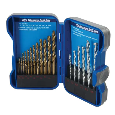 Produktbild von HSS Titan Bohrer 1-7mm und Hartmetall Steinbohrer 4-9mm Satz 19-tlg.