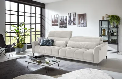 Produktbild von Big-Sofa >Wolve< 2x elektr. Verstellung, 2 Kissen, Cord taupe - 280x108x118cm (BxHxT)