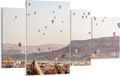 Produktbild von Bild auf Leinwand - Leinwandbild - Berge Ballon Flug - 120x70cm - Wand Bild - Wanddeko - Wandbilder - Leinwanddruck - Bilder - Kunstdruck - Wanddekoration - Leinwand bilder - Wandkunst - DL120x70-3997