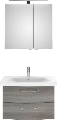 Produktbild von PELIPAL Serie 6005 Sprint SET-016-011 Spiegelschrank, Waschtisch, Waschtischunterschrank  /  82cm Graphit Struktur quer NB