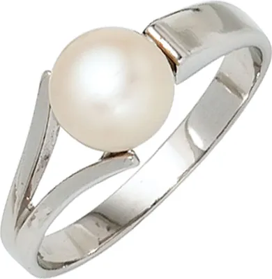 Produktbild von Damenring Ring Perlenring 925 Silber Perle Süßwasser Zuchtperle schlicht Innenumfang 58mm  Ø18.5mm