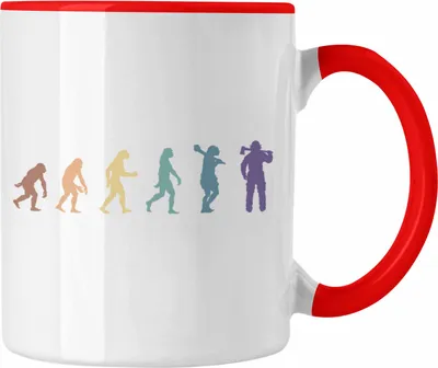 Produktbild von Trendation - Feuerwehr Tasse Geschenk für Feuerwehrmann Geburtstag Männer Spruch Evolution Grafik (Rot)