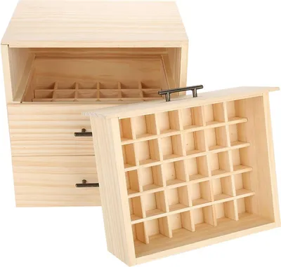 Obrázek produktu pro 90 přihrádek Třípatrová nádoba na esenciální oleje ze dřeva Úložný kufřík Box Organizér