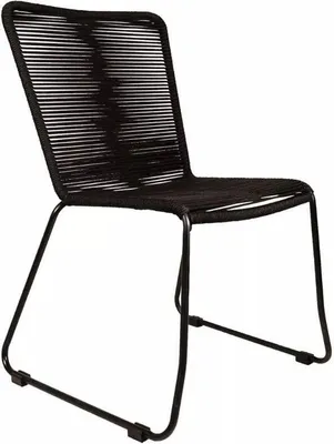 Produktbild von Liadomo Gartenstuhl Isra mit elastischer Seilbespannung in Schwarz und schwarzem Metallgestell, Balkonstuhl, Terrassenstuhl