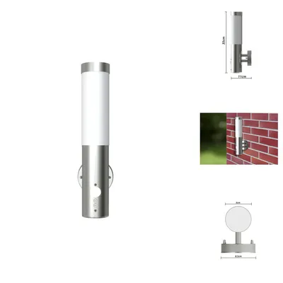 Image de vidaXL Applique murale extérieure avec détecteur de mouvement Acier inoxydable - Éclairage extérieur