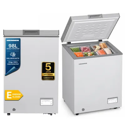 Productafbeelding van Heinner HCF-HM100CSE++ Vrieskist 98 L, Convertible Koelkast/Vriezer, Snelvriesfunctie, Zilver