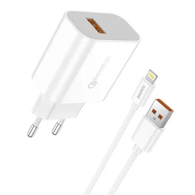 Productafbeelding van Snellader Foneng, 1x USB QC3.0, EU-stekker + USB Lightning-kabel