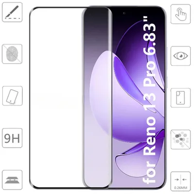Image de Pour Oppo Reno 13 Pro 5G : 2 films de protection en verre trempé pour écran 4D incurvé Full LCD H9
