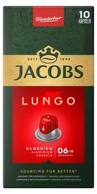 Zdjęcie produktu dla Kawa w kapsułkach JACOBS Lungo 6 Classico do ekspresów Nespresso®, 10 sztuk.
