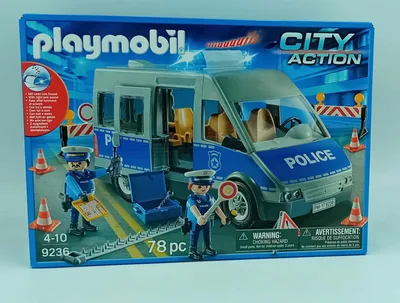 Produktbild von PLAYMOBIL 9236 Polizeibus mit Straßensperre