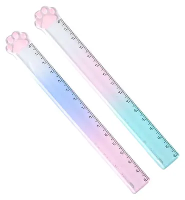 Productafbeelding van Kunststof Lineaal 2-pack met kattenpootdesign (15 cm)